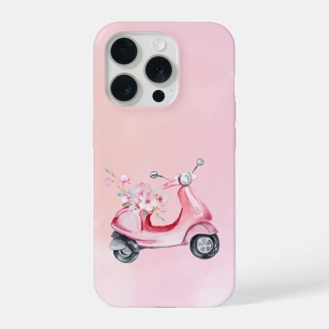 Coque iPhone Pink Scooter Floral Phone Case (Verso)