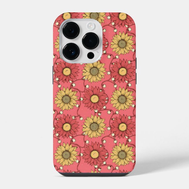 Coque iPhone Pink Sunflowers Christmas (Verso)
