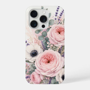 Pivoine rose blush doux et Anémone blanche à l'aqu