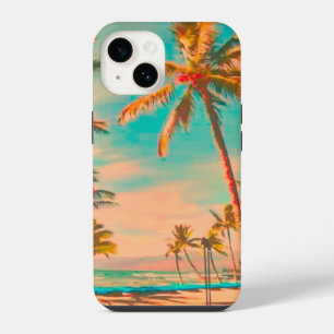 Coque Pour iPhone 14 PixDezines Scène de plage hawaïenne vintage/sarcel
