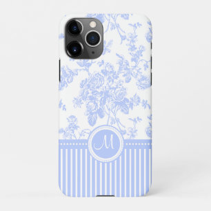 Coque iPhone 11Pro PixDezines Toile Rose Vintage Cornflower Blue iP