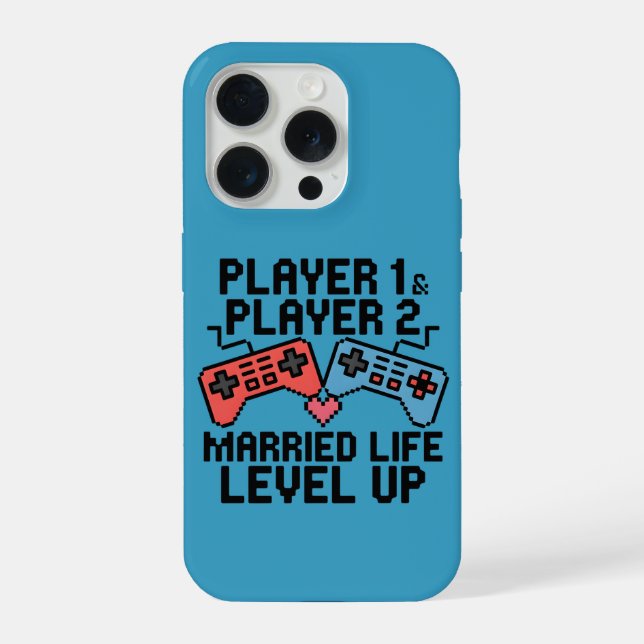 Coque iPhone Pixel Gaming Couple Level Up Design (Verso)