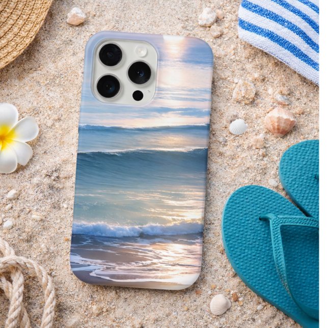 Coque iPhone Plage Soleil & Surf Monogramme  (Créateur téléchargé)