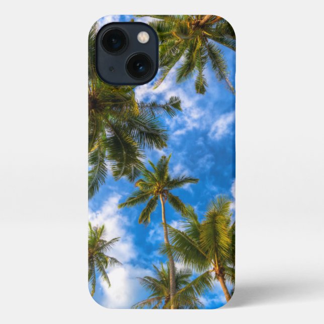Coque iPhone Plages tropicales | Palmiers sur le ciel bleu (Verso)