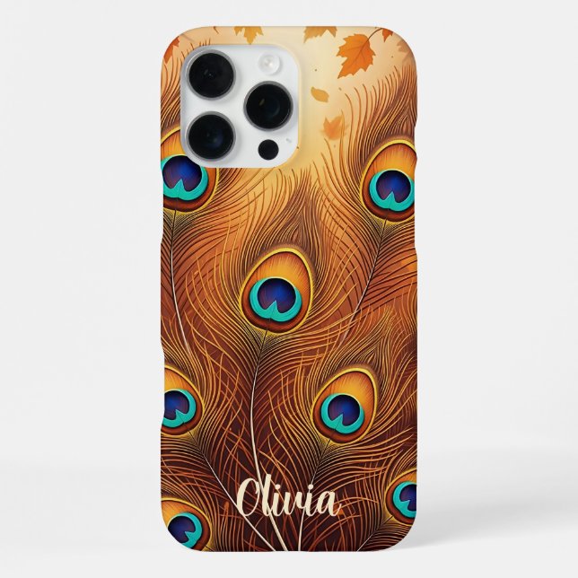 Coque iPhone Plume de paon d'automne (Verso)