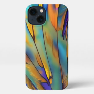 Etui iPhone 13 Plumes en verre tendu AI Art Abstrait