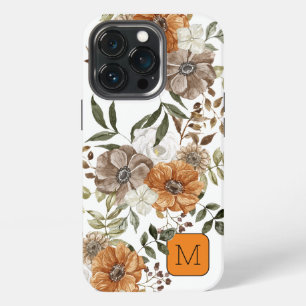 Etui iPhone 13 Pro Plutôt féminine florale avec bordure orange initia