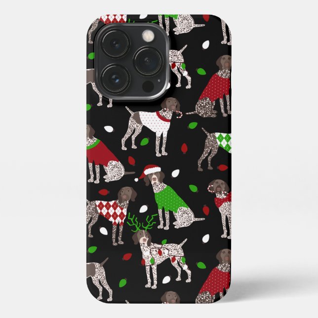 Coque iPhone Pointeur court allemand de Noël (Verso)