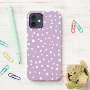 Coque iPhone 12 Points Dalmatiens Lilac, Points Dalmatiens, Pots D