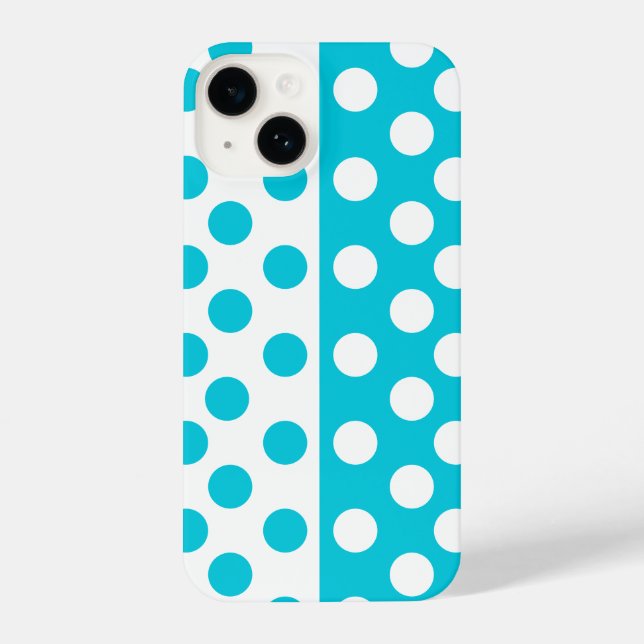 Coque iPhone Points Turquoise et Blanc Ajoutez vos couleurs pré (Verso)