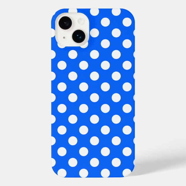 Coque iPhone Pois blancs sur bleu royal (Verso)