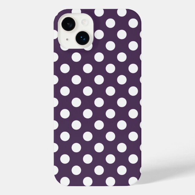 Coque iPhone Pois blancs sur prune violette (Verso)
