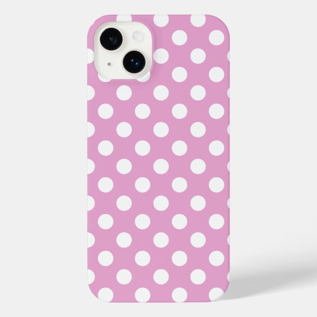 Coque iPhone Pois blancs sur rose pâle (Verso)