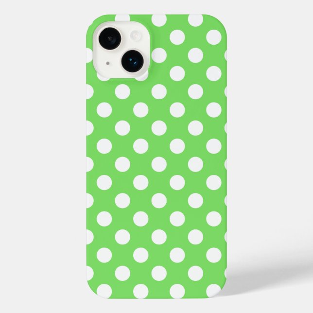 Coque iPhone Pois blancs sur vert pomme (Verso)