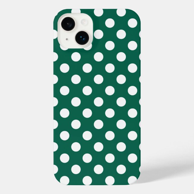 Coque iPhone Pois blancs sur vert sauge (Verso)