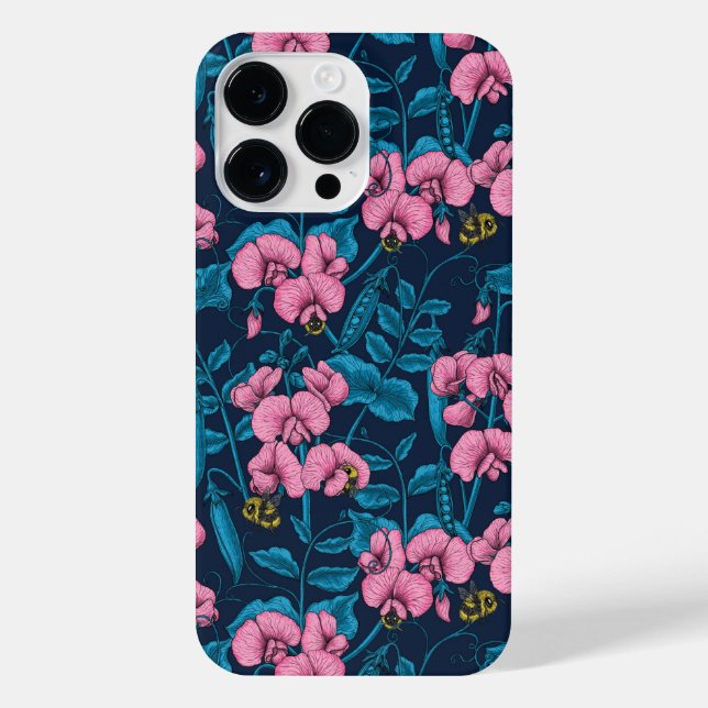 Coque iPhone Pois doux et bourdons, rose et bleu (Verso)