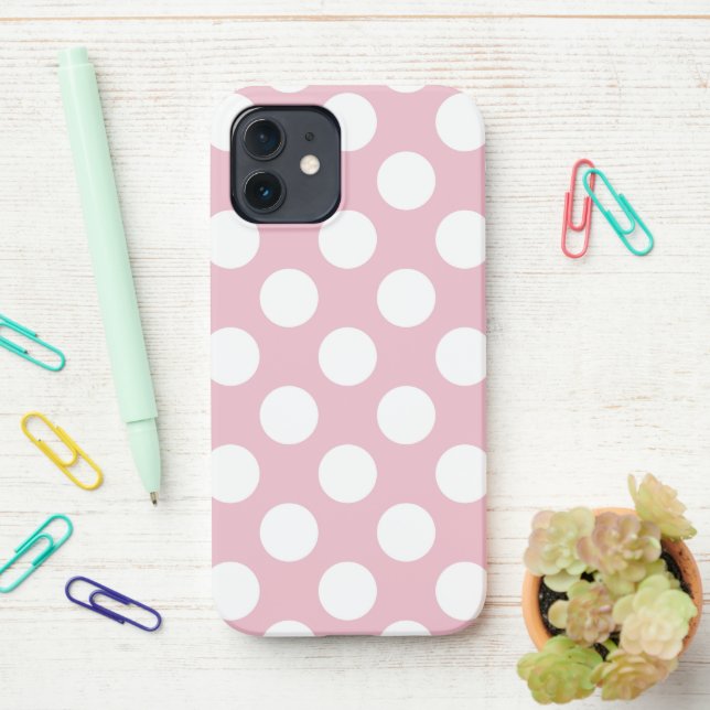 Coque iPhone Pois roses, Motif Pointe Polka, Points, Pointe (Sur le bureau)