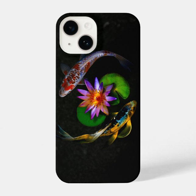 Coque iPhone Poisson Koi autour de Lotus Flower dans un étang Z (Verso)