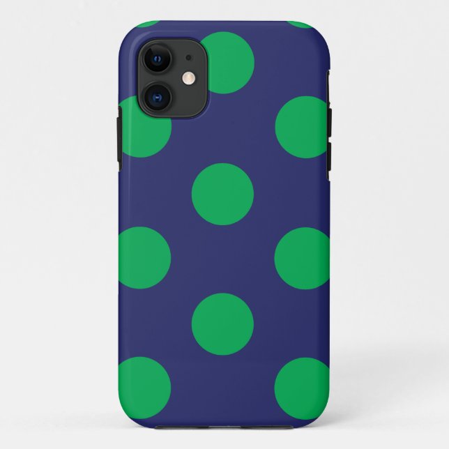 coque iphone Polka Dot Marine Bleu & Vert (Dos)