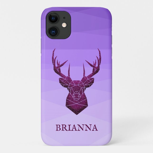 Coque iphone Polygonal Violet Et Coque De Cerf (Dos)
