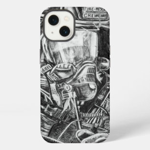 Etui iPhone 13 Pompier - Courage - dessin au charbon