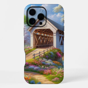 Coque iPhone 16 Pro Max Pont fleuri/ressort coloré et rivière