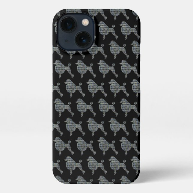 Coque iPhone Poodé Chien Cute Grille Silhouette Noir (Verso)