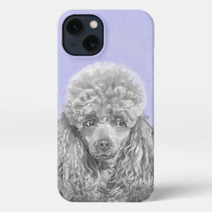 Etui iPhone 13 Poodé Jouet miniature Argent gris bleu Chien Art