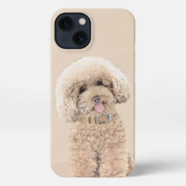 Coque iPhone Poodle Miniature Toy Apricot Crème Chien Brown Art (Verso)