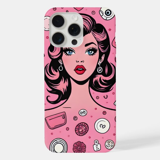 Coque iPhone Pop art fille coque rose coque design (Verso)