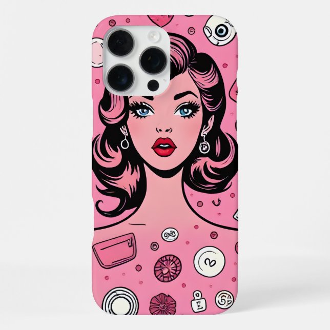 Coque iPhone Pop art fille coque rose coque design (Verso)