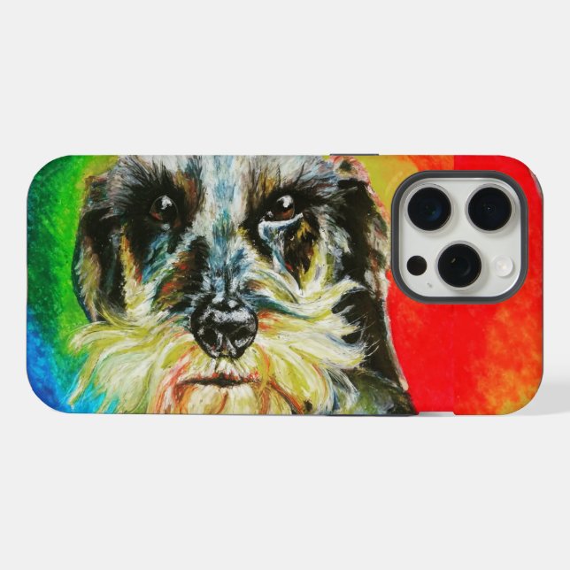 Coque iPhone Portrait à poils durs Dachshund Pastel (Verso Horizontal)