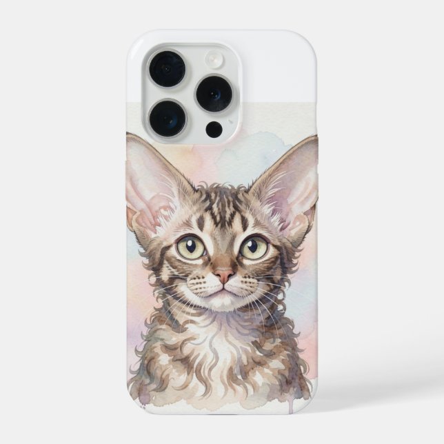 Coque iPhone Portrait aquarelle de chat Devon Rex (Verso)