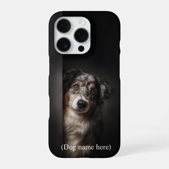 Coque iPhone Portrait d'Australian Shepherd personnalisé pour i (Verso)