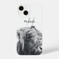 Portrait de vache Highland premier monogramme noir