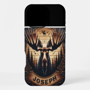 Coque iPhone 16 Pro Max Portrait d'orignal avec nom