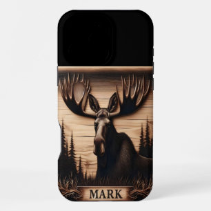 Coque iPhone 16 Pro Max Portrait d'orignal sculpté