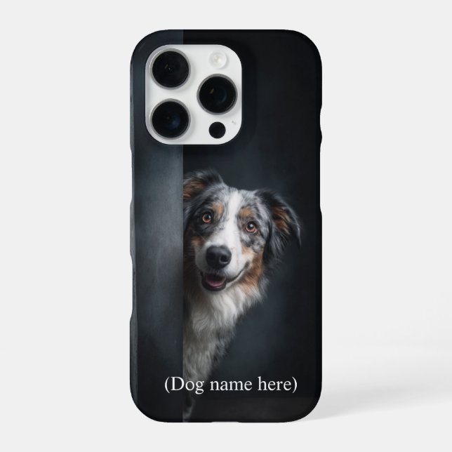 Coque iPhone Portrait personnalisé d'Aussie Blue Merle (Verso)