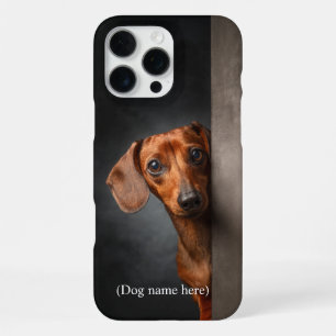 Coque iPhone 16 Pro Max Portrait personnalisé de Dachshund rouge
