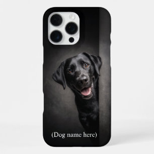 Coque iPhone 16 Pro Max Portrait personnalisé de Labrador noir