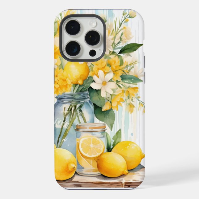 Coque iPhone Pot de Fleur de Citron d'Été (Verso)