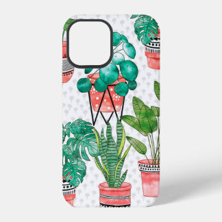 Coque iPhone 12 Pots en terre cuite Aquarelle Plantes d'intérieur