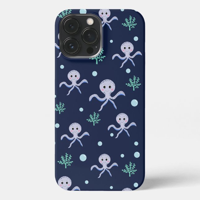 Coque iPhone Poulpe sous la mer motif pour enfants (Verso)