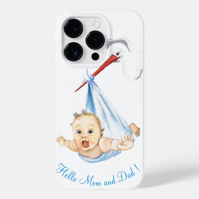Coque iphone pour bébé porteuse de cigogne Bonjour (Verso)