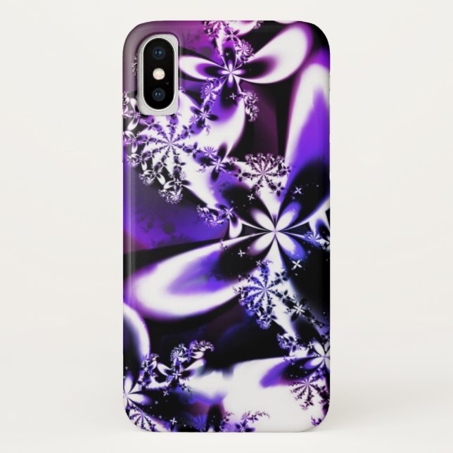 Coque iphone pourpre de fleur de fractale (Dos)