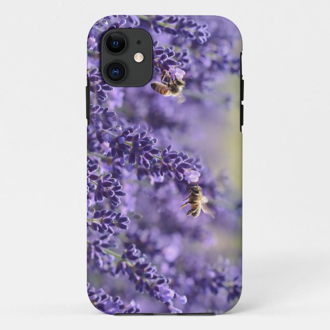 Coque iphone pourpre de lavande et d'abeilles (Dos)