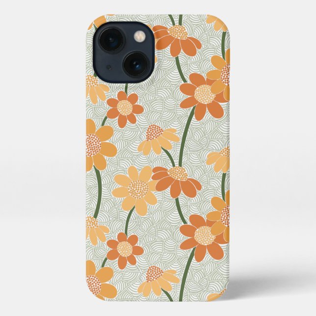 Coque iPhone Pretty retro muted 1970 s flowers (Verso)