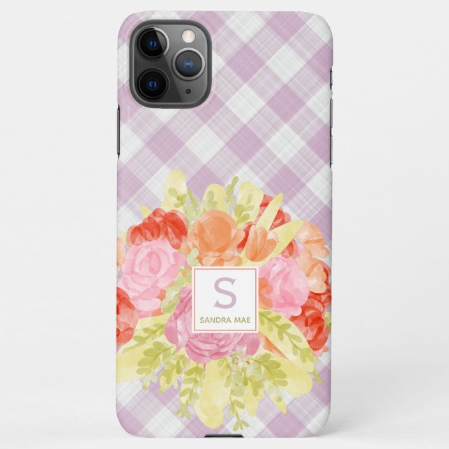 Coque iPhone Printemps Pastel rose En vichy chèque Motif (Dos)