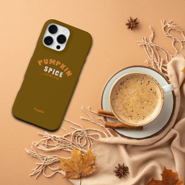 Coque iPhone Pumpkin Spice Vibes Personalize Name Phone Case (Créateur téléchargé)