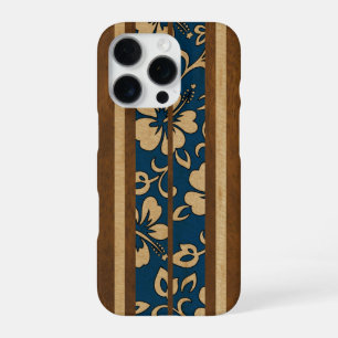 Coque iPhone 16 Pro Pupukea Vintage Hawaïen Faux Bois Planche de Surf